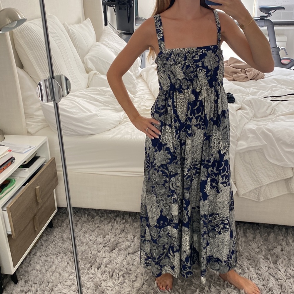 Jcrew collection printed blue dress